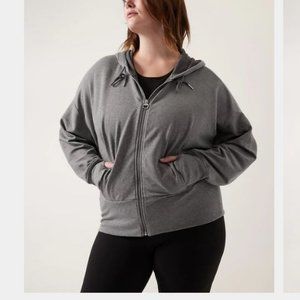 ATHLETA Plus Balance Medium Grey Heather Zipped Jacket Hoodie Sweatshirt 3X